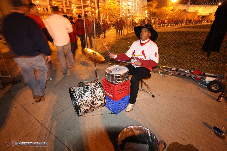 Drummer performing