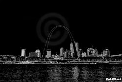Arch and skyline - pencil sketch on black