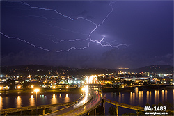 Lightning over the Fort Hill Bridge