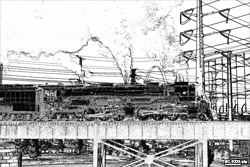 Steam locomotive 3985 - pencil sketch