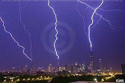 Chicago Triple Lightning Strike to Skyscrapers