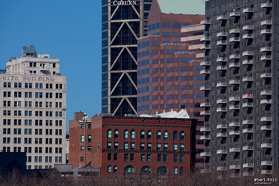 Close up view of buildings in the St. Louis skyline