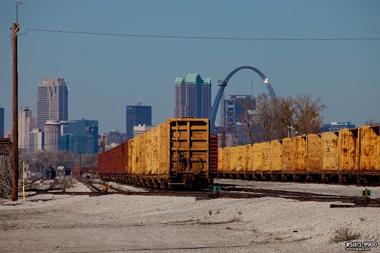 Distant view of the St. Louis skyline from Centreville, Illinois