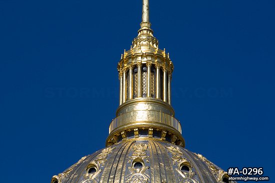 WV State Capitol gold dome and blue sky