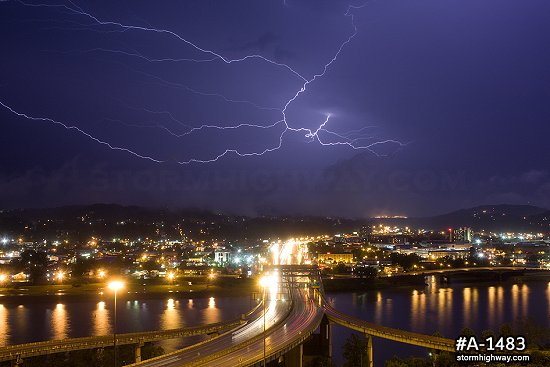 Lightning over the Fort Hill Bridge in Charleston