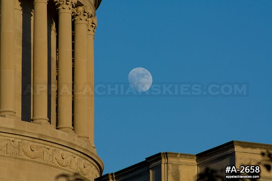 State Capitol and rising moon