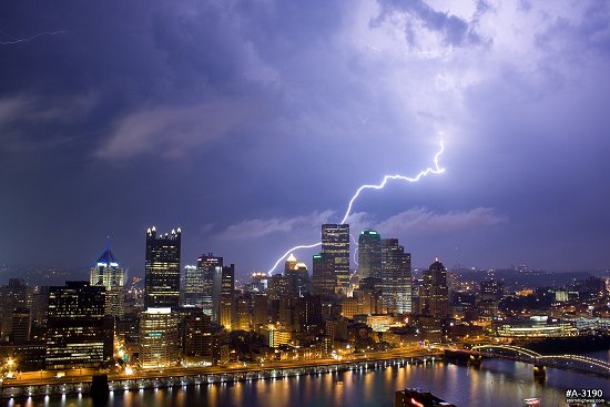 Lightning over downtown Pittsburgh