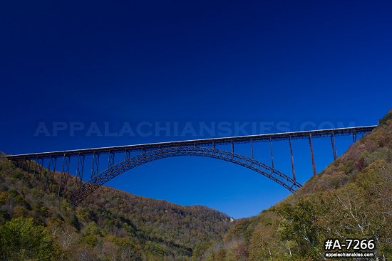 New River Gorge Bridge blue sky fall colors