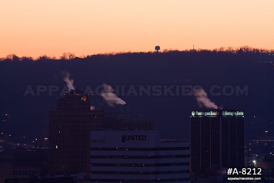 Colorful sunrise over downtown Charleston