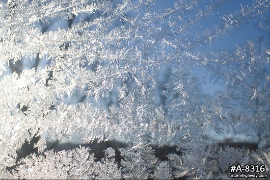 Frost on a window on a cold winter morning