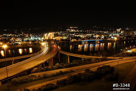 Night traffic streaks at Fort Hill Bridge
