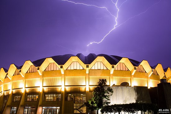 Lightning over the WVU Coliseum