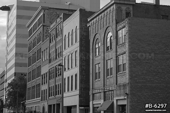 Virginia Street architecture, black and white