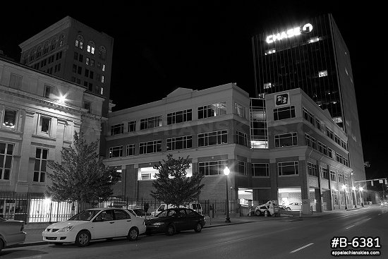Summers Street view at night, black and white