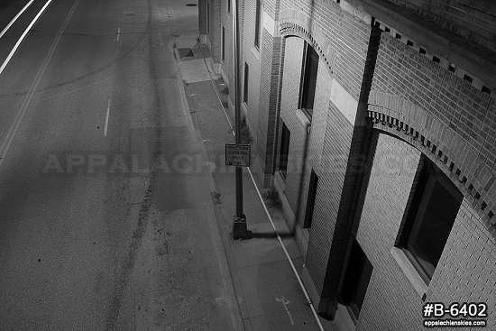 Lonely scene on the Boulevard at night, black and white