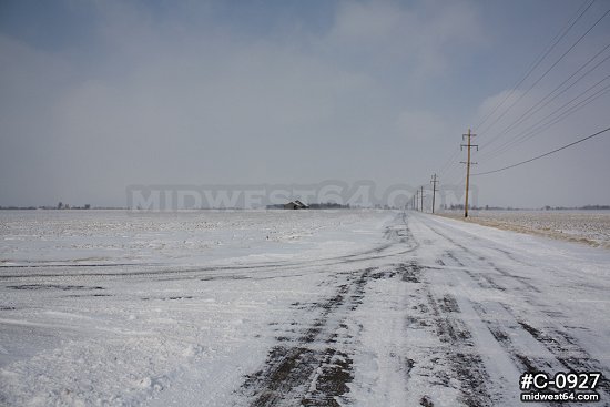 Illinois prairie road snow scene