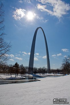 St. Louis and the Gateway Arch after snow