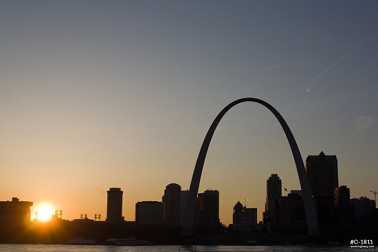 Sunset over St. Louis and the Arch