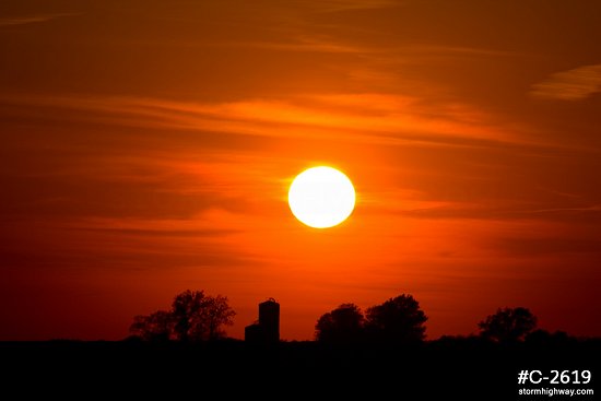 Fiery sunset over Illinois farmland
