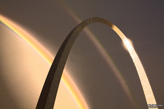 Pastel drawing version - Double rainbow over the St. Louis Gateway Arch