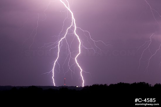 Bright lightning over Hannibal, Missouri