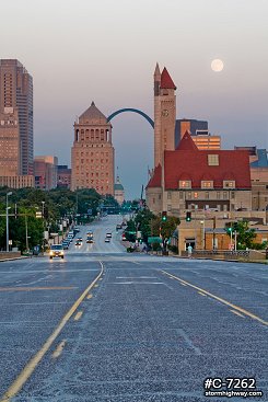 Moonrise over downtown St. Louis