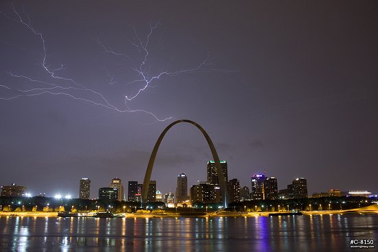 Lightning over St. Louis at night
