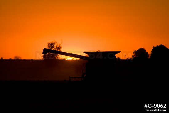 Combine soybean harvester sunset 9