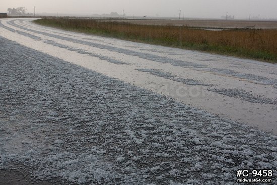 Small hail covering road