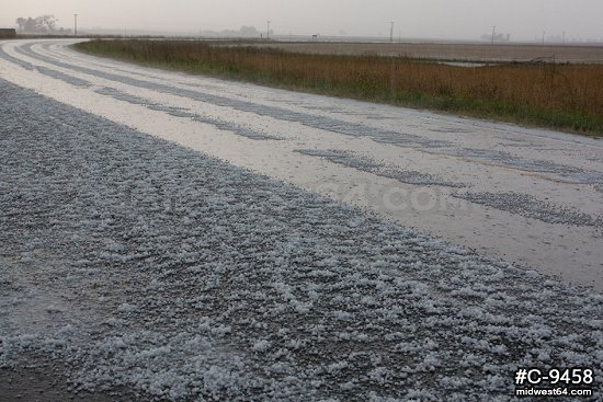 Small hail covering the ground