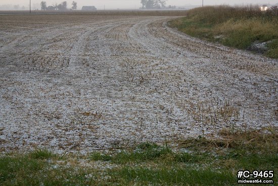 Small hail covering field