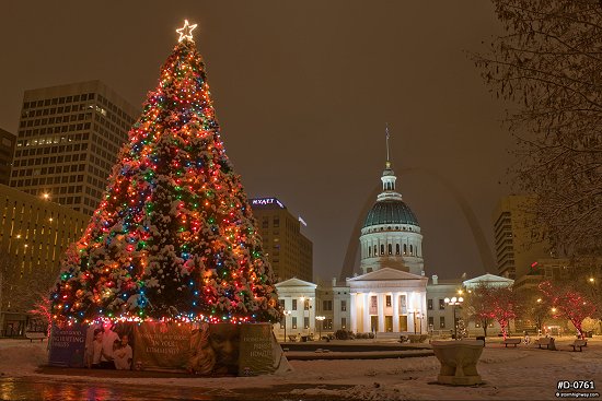 St. Louis downtown Christmas tree lights