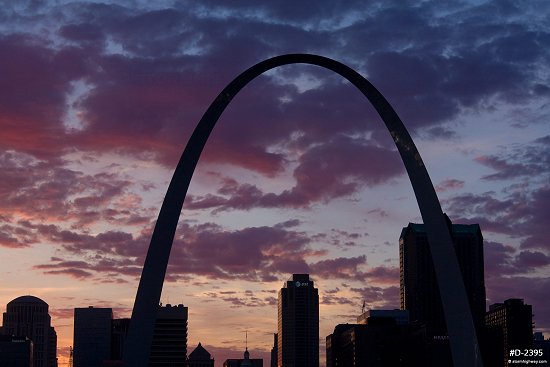 Colorful St. Louis Arch April sunset
