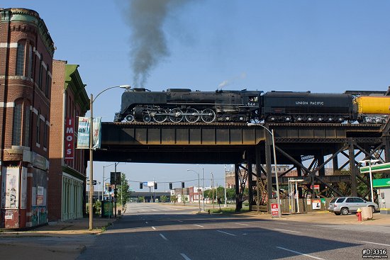 UP 844 departing downtown