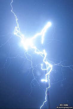 Lightning hits tower in 3 places