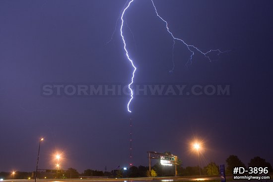 Lightning strikes TV tower