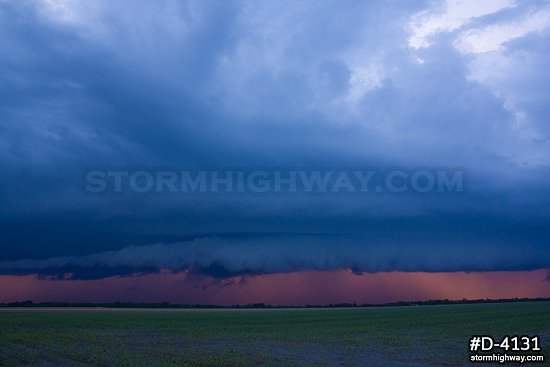 Severe thunderstorm at sunset