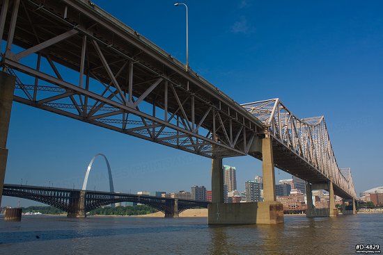 Gateway Arch with the Eads Bridge and MLK Bridge in St. Louis