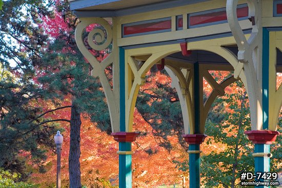 Fall colors and pavilion in Tower Grove Park