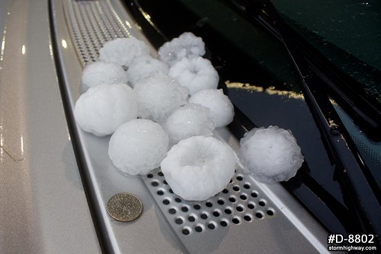 Large hail of various sizes