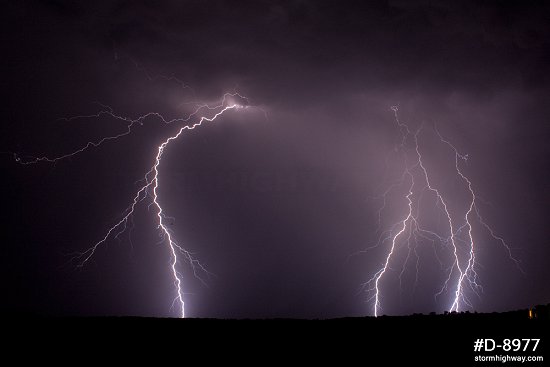Lightning over rural prairie near Keyesport, Illinois
