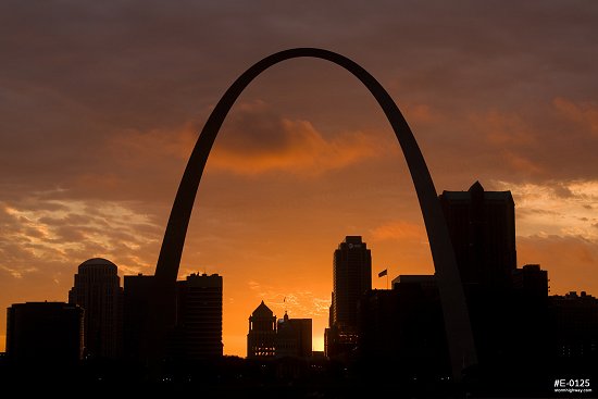 August sunset over St. Louis and the Gateway Arch