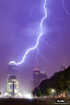 Lightning over downtown Indianapolis, Indiana