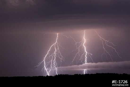 Lightning with storm clouds at night near Okawville, Illinois