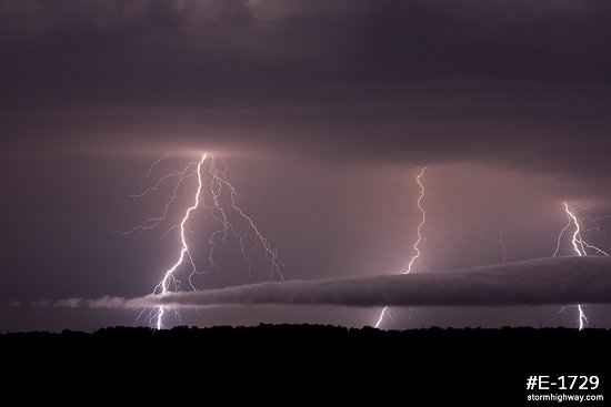 Lightning with storm clouds at night near Okawville, Illinois