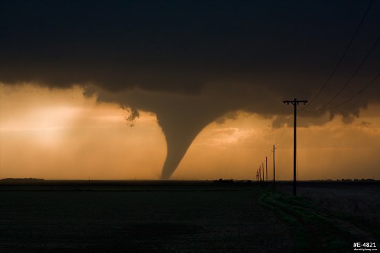 Tornado at sunset near Rozel, Kansas