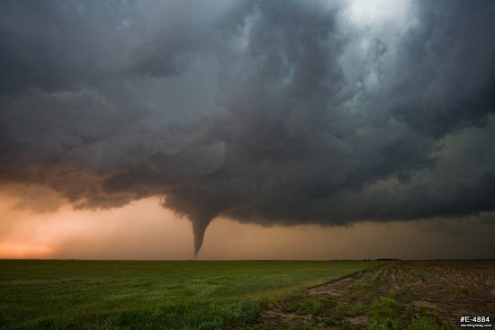 Tornado at sunset near Rozel, Kansas