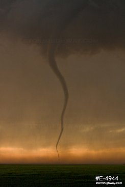 Sinuous rope tornado at sunset