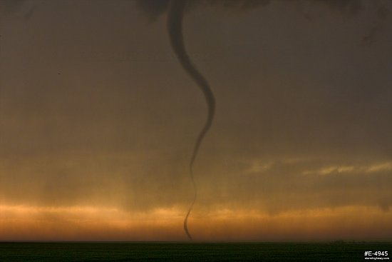 Rope tornado at sunset near Rozel, Kansas