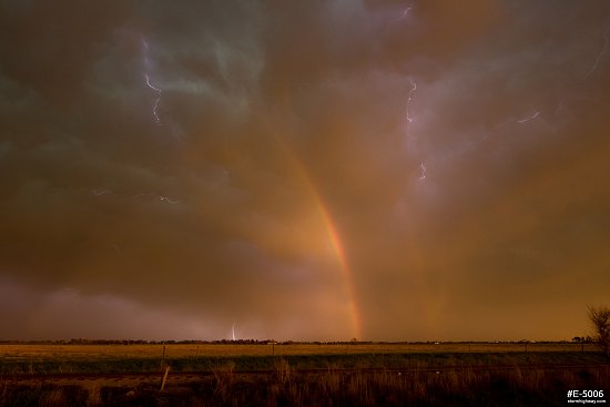Lightning and rainbow near Larned, Kansas